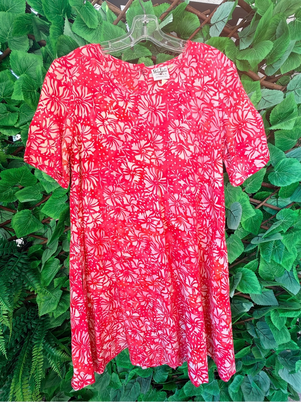 Red Floral Swing Dress